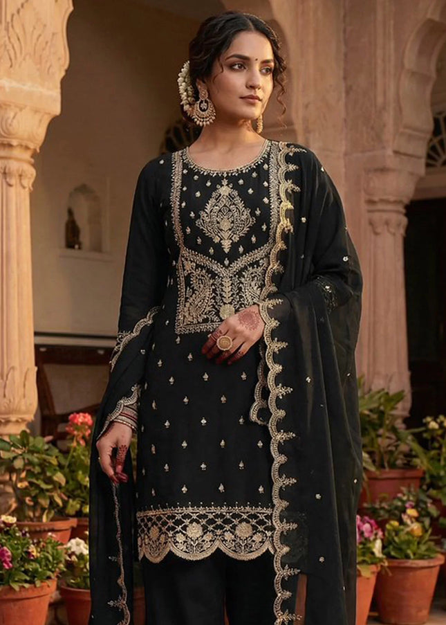 Vichitra Silk Embroidered Pant Style Suit Series