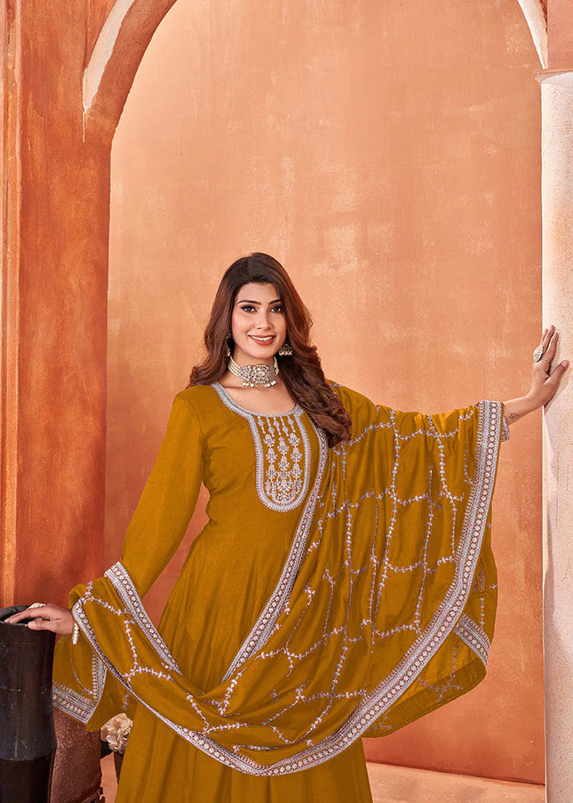 Yellow Embroidered Anarkali Suit