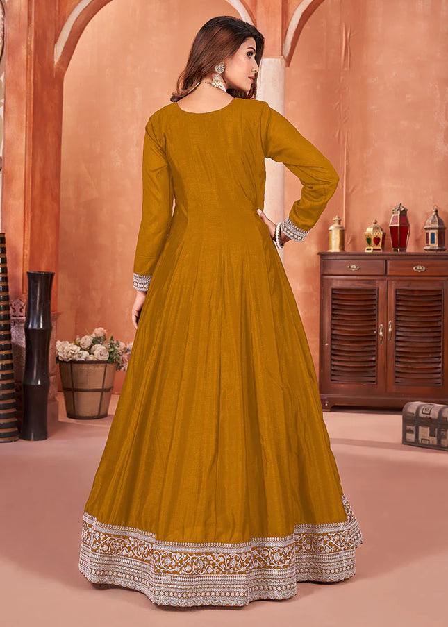 Yellow Embroidered Anarkali Suit