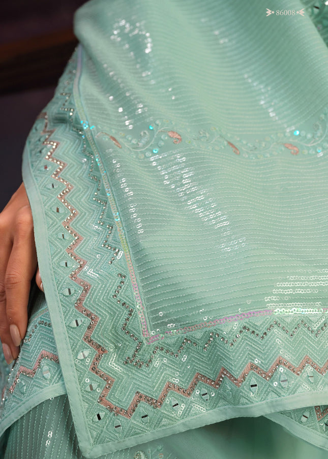 Blue Floral Embroidered Saree