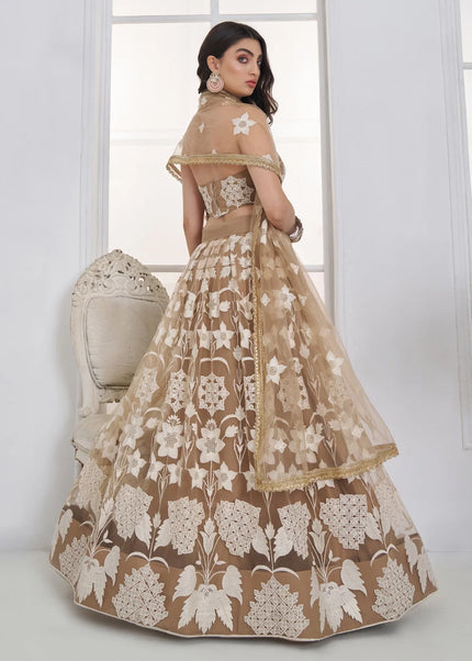 Brown Embroidered Lehenga Choli