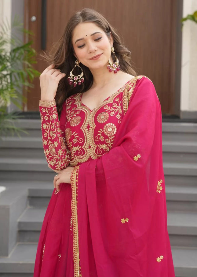 Pink Embroidered Anarkali Gown