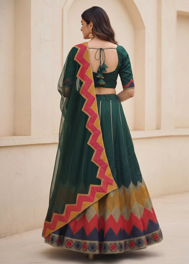 Green Embroidered Lehenga Choli