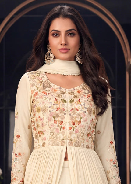 Offwhite Embroidered Lehenga Anarkali