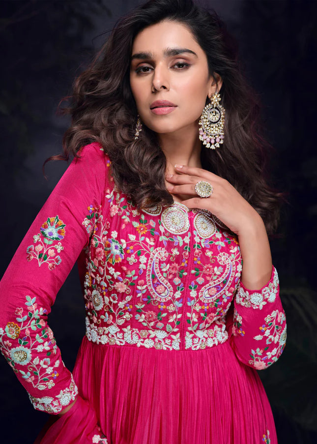 Pink Embroidered Anarkali Gown