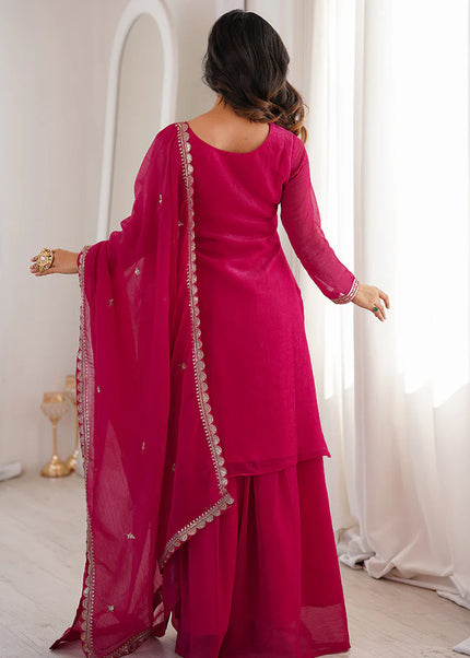 Pink Embroidered Sharara Suit