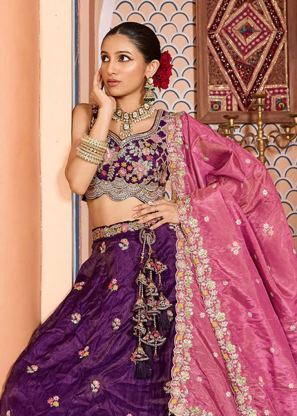 Purple Embroidered Lehenga Choli