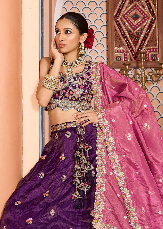 Purple Embroidered Lehenga Choli