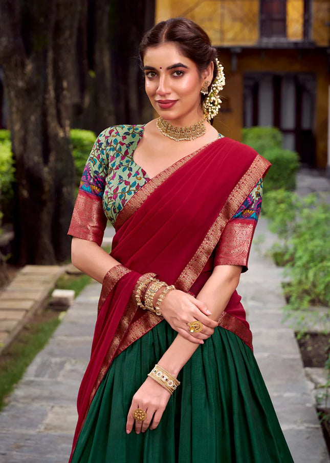 Green Embroidered Lehenga Choli