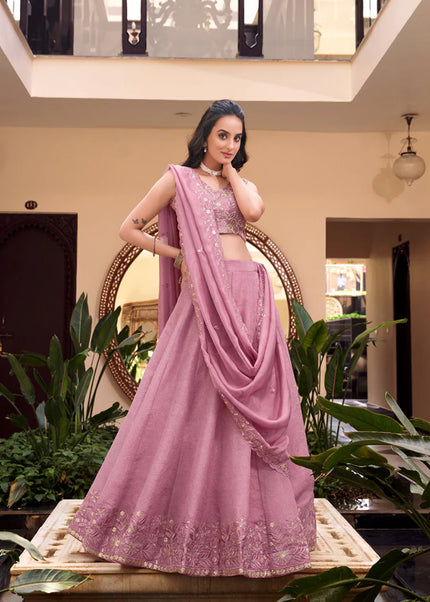 Pink Embroidered Lehenga Choli