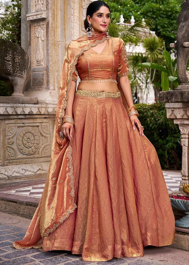 Orange Embroidered Lehenga Choli