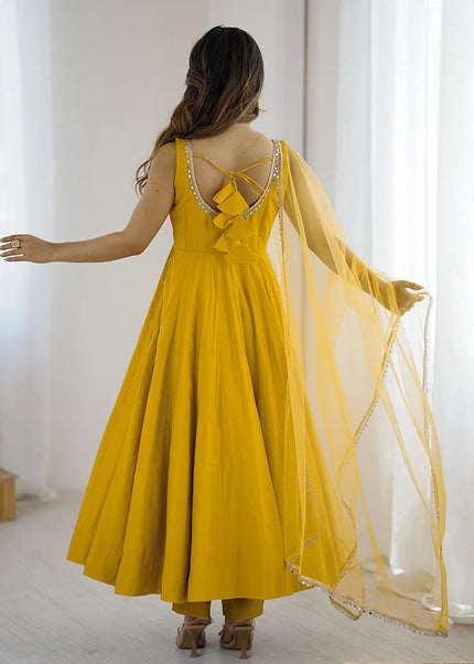 Yellow Embroidered Anarkali