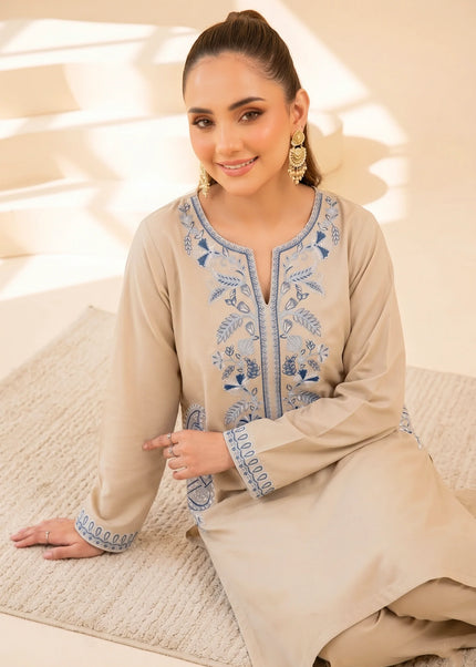 Faiza Faisal | Fnf Co-ord Edit - Beige Cobalt