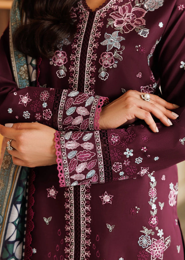 Farasha | Summer Weaves Embroidered Lawn'25 - Burgandy Rush