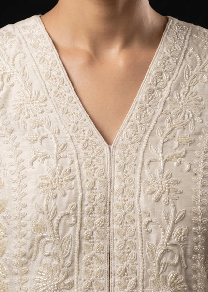 White Embroidered Sharara Suit
