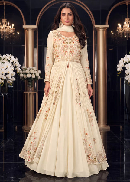 Offwhite Embroidered Lehenga Anarkali