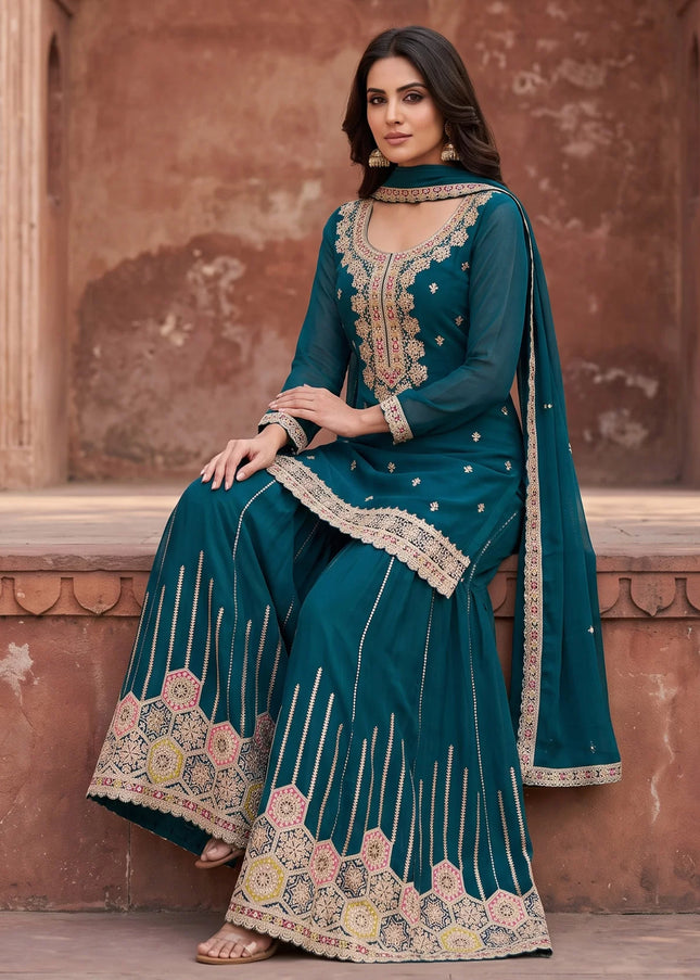Chinnon Embroidered Sharara Suit Series