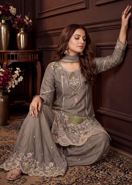 Chinnon Embroidered Sharara Suit Series