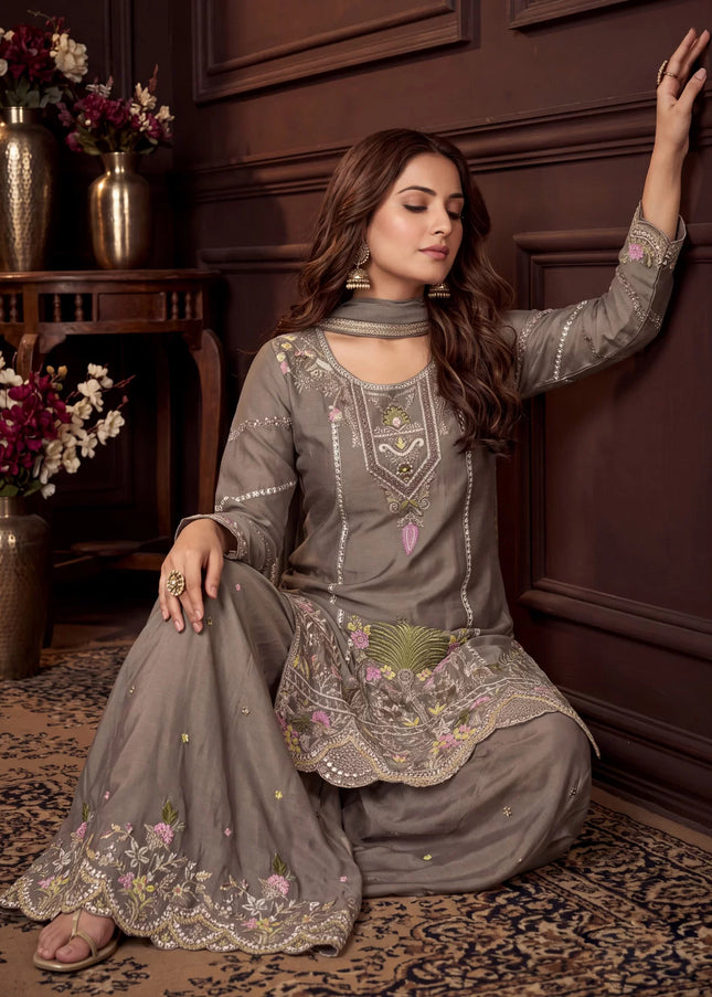 Chinnon Embroidered Sharara Suit Series