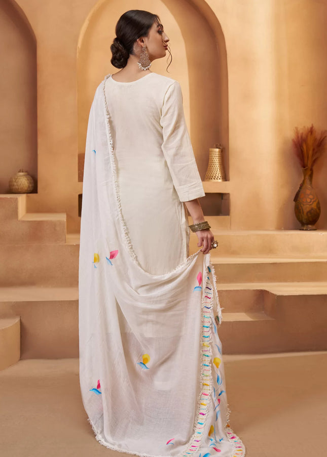 Offwhite Embroidered Pant Suit