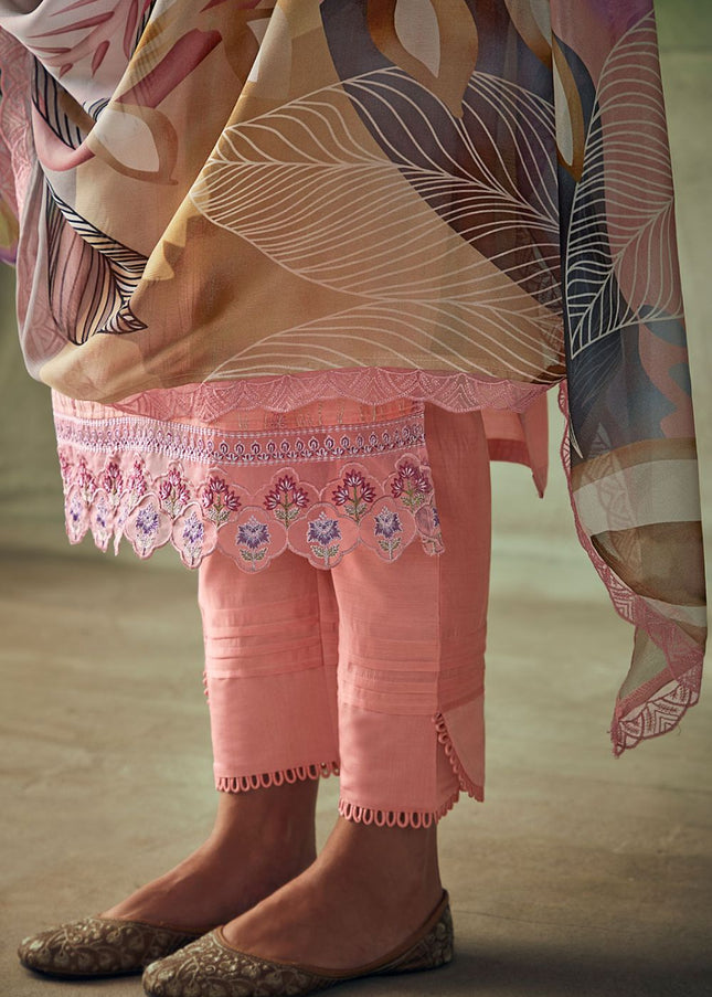 Pink Embroidered Pant Style Suit