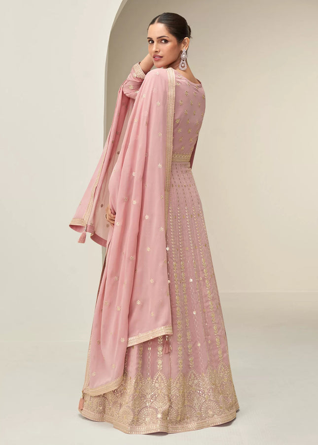 Pink Embroidered Anarkali Gown