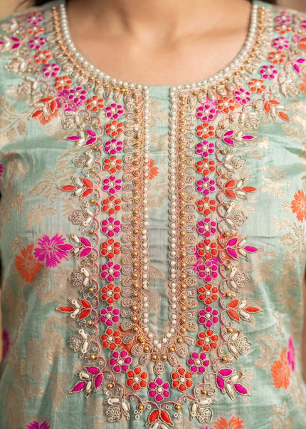 Cotton Silk Embroidered Pant Style Suit Series