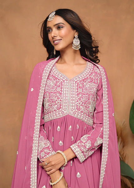 Pink Embroidered Gharara Suit