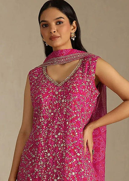 Georgette Printed and Embroidered Sharara Suit Series