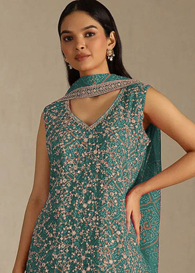 Georgette Printed and Embroidered Sharara Suit Series