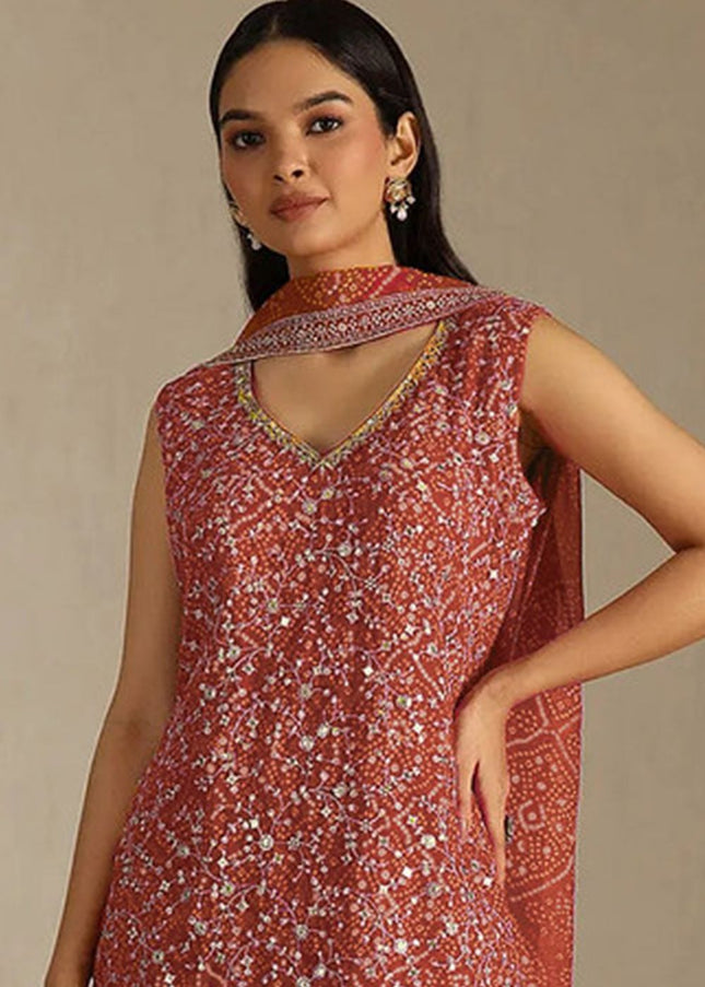 Georgette Printed and Embroidered Sharara Suit Series