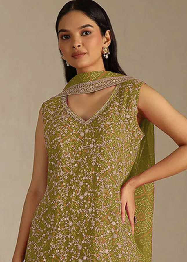Georgette Printed and Embroidered Sharara Suit Series
