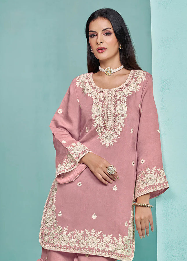 Pink Embroidered Gharara Suit