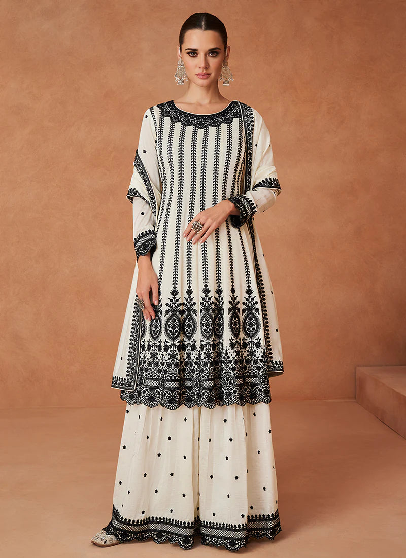 Black and white palazzo suit clearance