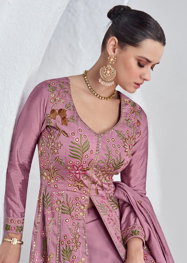 Pink Multi Embroidered Lehenga Suit