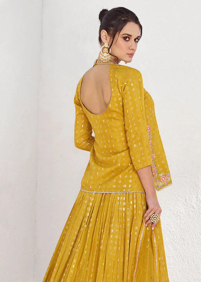 Yellow Embroidered Lehenga Choli