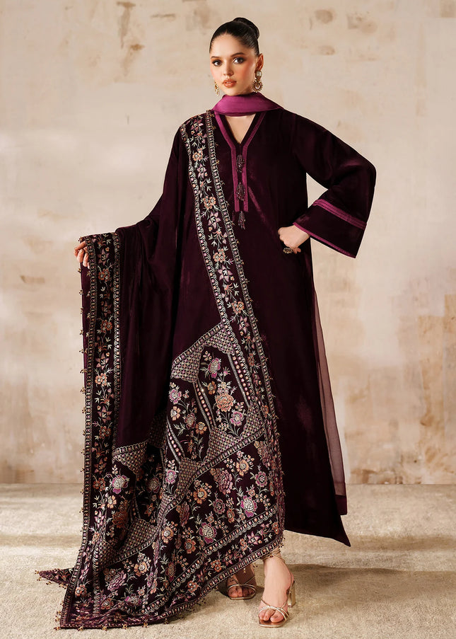 Baroque | Embroidered Velvet Shawl VS-64