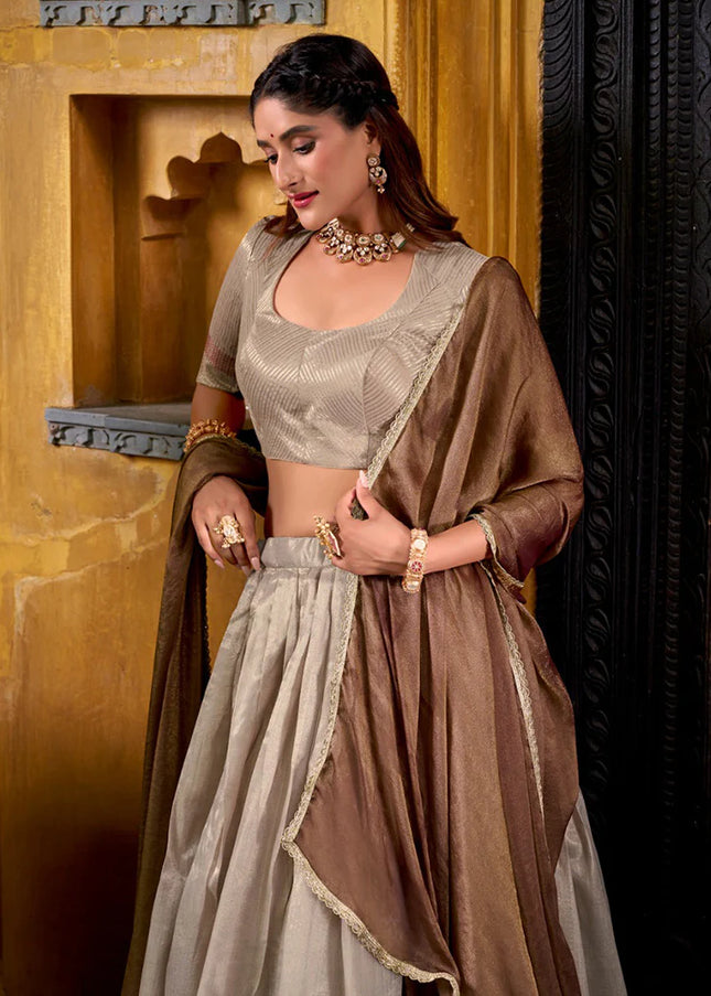 Grey Embroidered Lehenga Choli