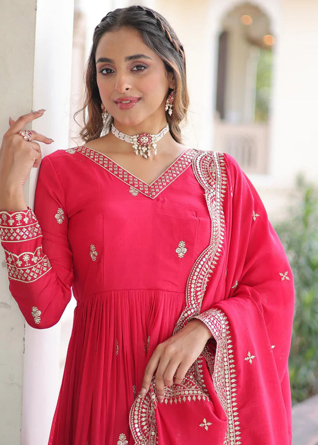 Pink Embroidered Anarkali Gown