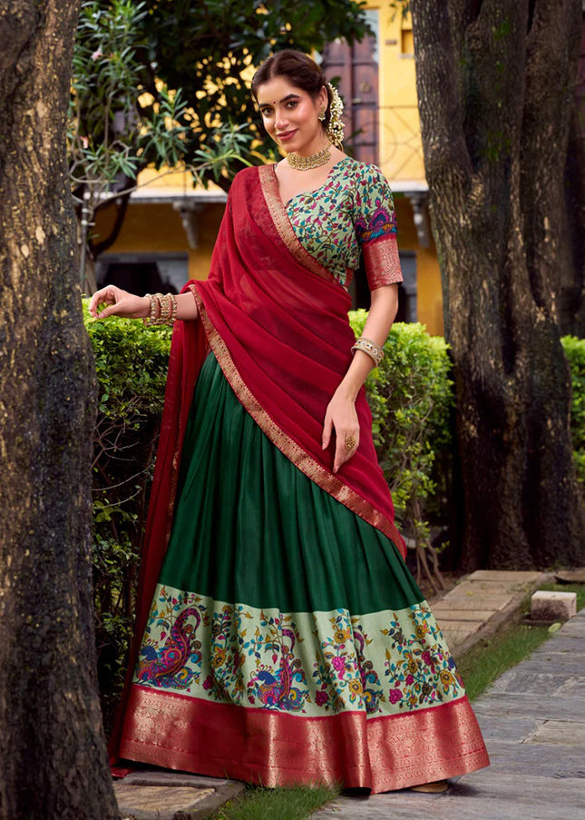 Green Embroidered Lehenga Choli