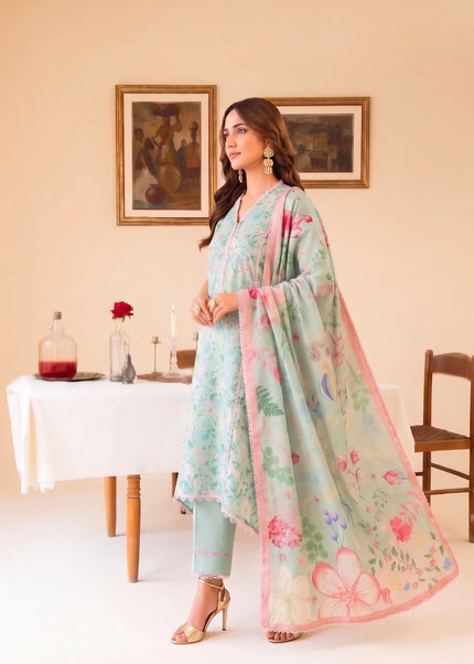 Faiza Faisal | Fnf Prints 2 - Mint Daisy