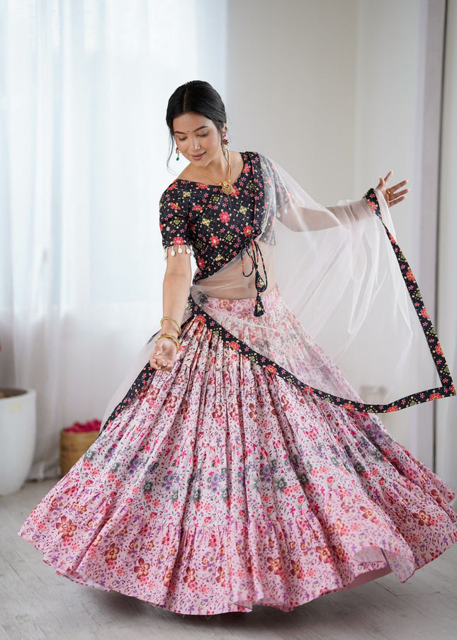 Multicolor Printed and Embroidered Lehenga Choli