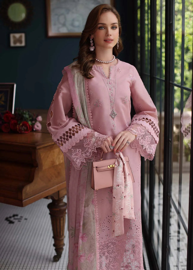 Noor By Saadia Asad | Noor Eid Luxury Schiffli Laserkari' 25 - Blush Pink