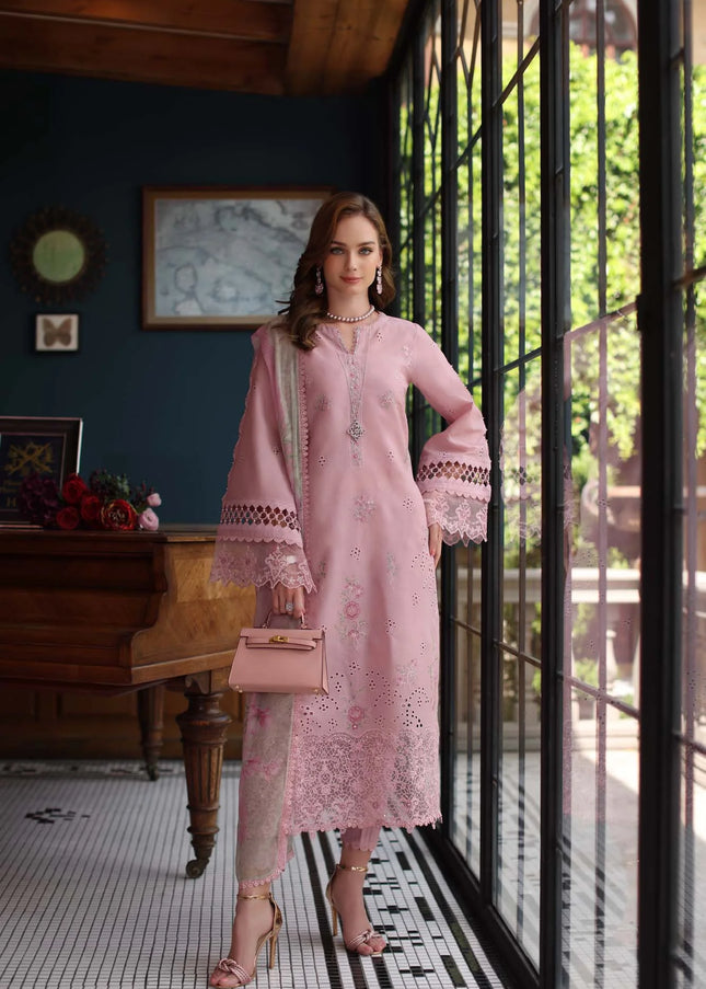 Noor By Saadia Asad | Noor Eid Luxury Schiffli Laserkari' 25 - Blush Pink