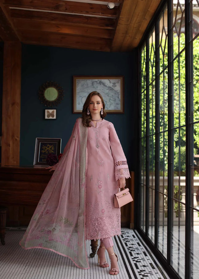 Noor By Saadia Asad | Noor Eid Luxury Schiffli Laserkari' 25 - Blush Pink