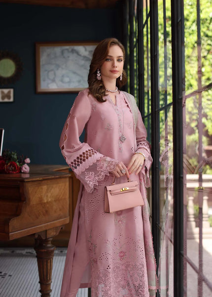 Noor By Saadia Asad | Noor Eid Luxury Schiffli Laserkari' 25 - Blush Pink