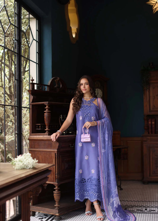 Noor By Saadia Asad | Noor Eid Luxury Schiffli Laserkari' 25 - Indigo