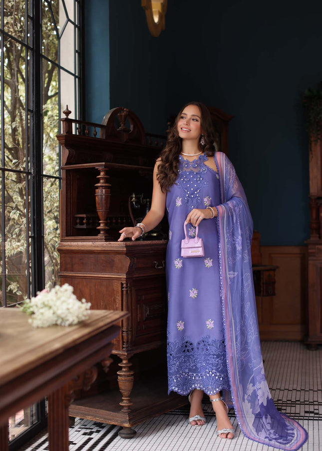 Noor By Saadia Asad | Noor Eid Luxury Schiffli Laserkari' 25 - Indigo