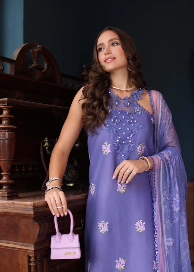 Noor By Saadia Asad | Noor Eid Luxury Schiffli Laserkari' 25 - Indigo