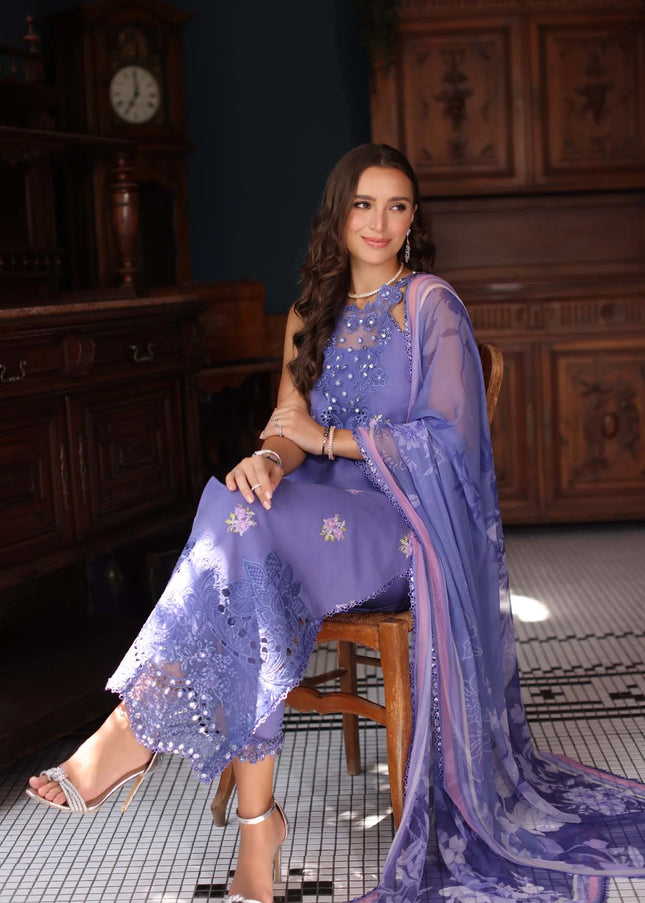 Noor By Saadia Asad | Noor Eid Luxury Schiffli Laserkari' 25 - Indigo